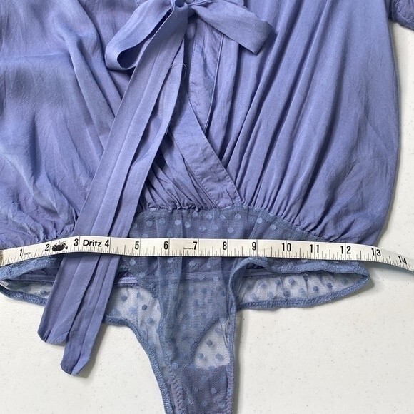 Free People Intimately Call Me Later Body Suit Flutter Short Sleeve Wrap Tie - Picture 14 of 16